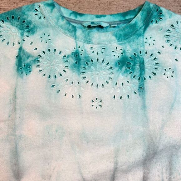 Boden Arabella Eyelet Ombré Tie-dyed Crewneck Pullover Sweatshirt, Women’s Small - Picture 10 of 13